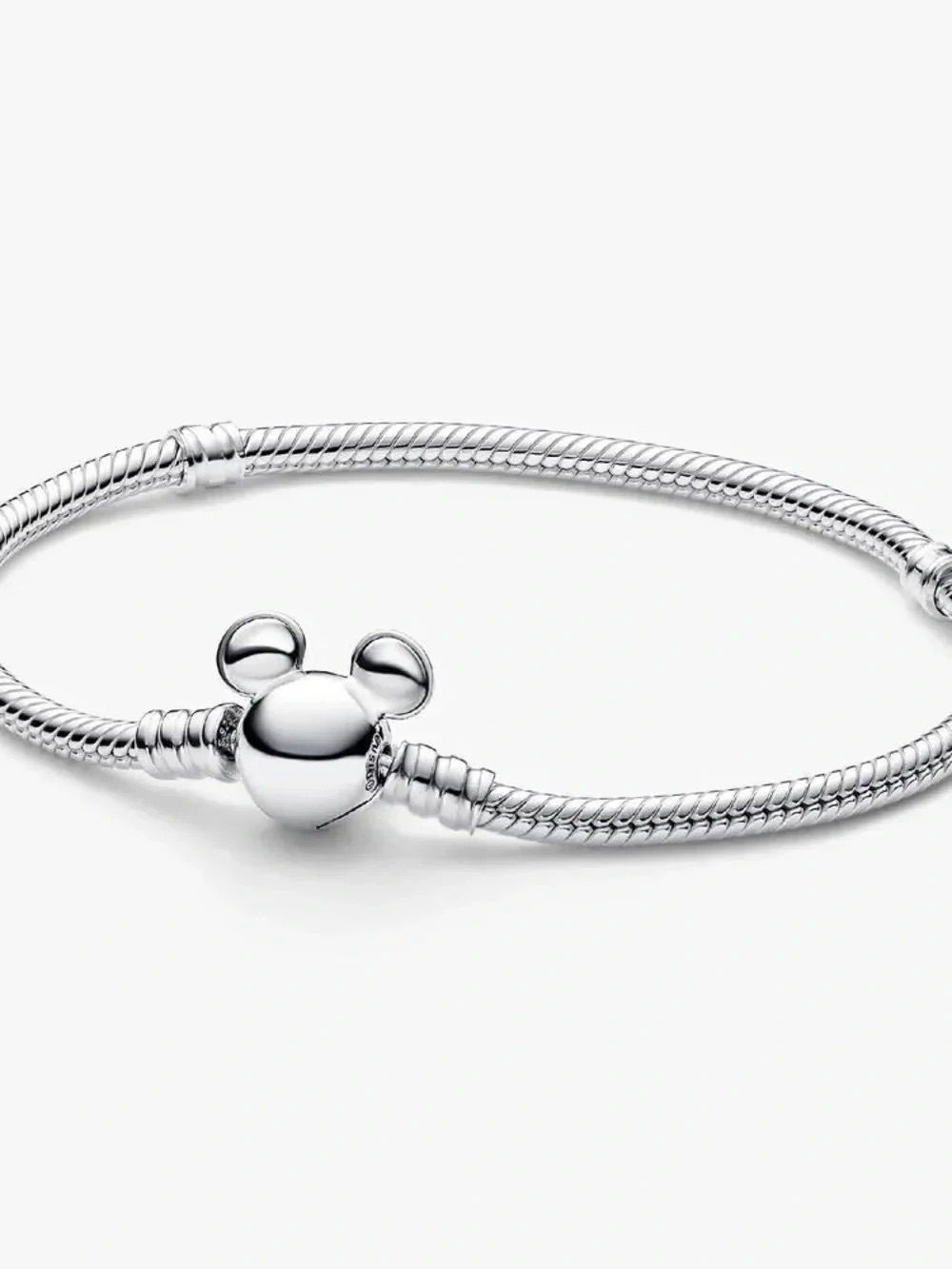 Pandora Silver Mickey Head Snake Chain Bracelet - Silver